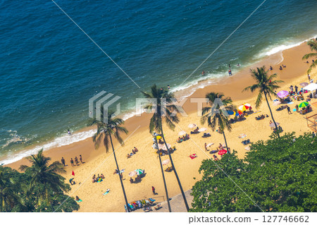 Tropical Urca Red Beach with Many People Rio de Janeiro Brazil. Tropical Urca Red Beach with Many People Rio de Janeiro Brazil. 127746662