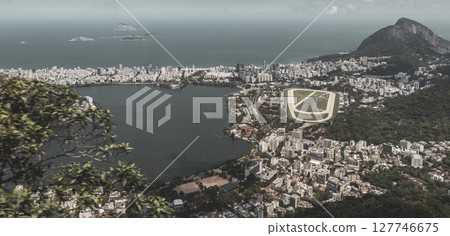 Rio de Janeiro Brazil Panorama View City Skyline Beach Mountains. 127746675