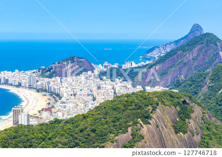 Rio de Janeiro Brazil Panorama View City Skyline Beach Mountains. Rio de Janeiro Brazil Panorama View City Skyline Beach Mountains. 127746718