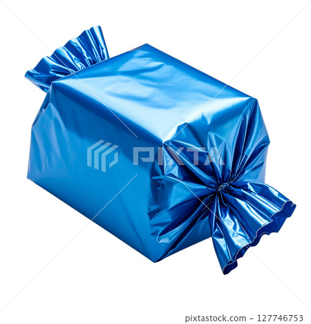 Blue gift box with a ribbon and bow, perfect for Christmas, birthday, or holiday celebrations 127746753