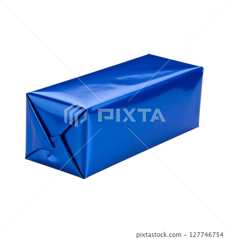 Blue gift box with a ribbon and bow, perfect for Christmas, birthday, or holiday celebrations 127746754