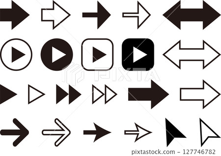 Simple arrow icon set white black 127746782