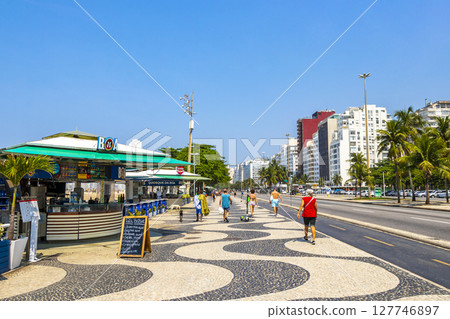 Copacabana coast and beach promenade in Rio de Janeiro Brazil. Copacabana coast and beach promenade in Rio de Janeiro Brazil. 127746897
