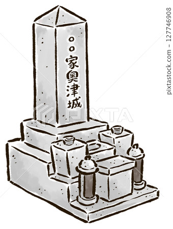 從某個角度看的神道教風格的墓地 127746908