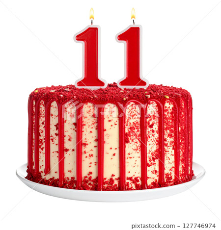 Birthday cake with number separated from background 127746974