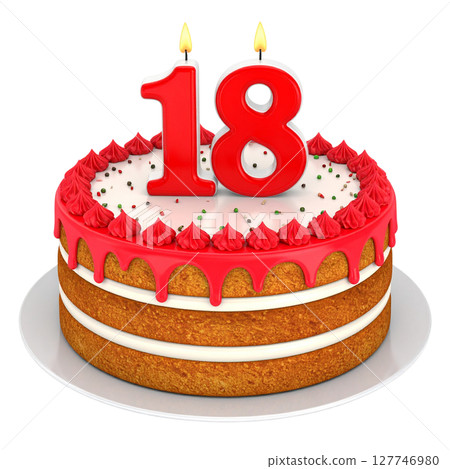 Birthday cake with number separated from background 127746980