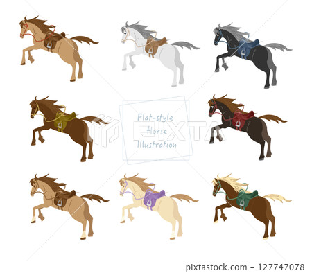 馬向量素材非常適合新年賀卡和馬術設計 127747078