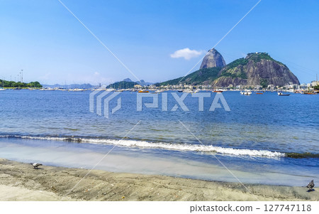 Sugarloaf mountain and Botafogo Beach panorama Rio de Janeiro Brazil. 127747118
