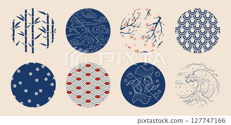 Japanese tradition circle patterns Japanese tradition circle patterns 127747166
