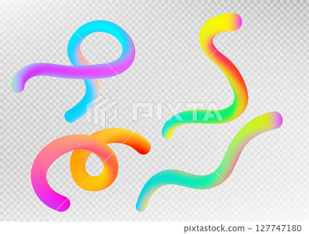 Rainbow gradient ribbon shapes floating 127747180