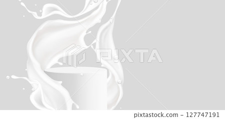 White milk splash around circular podium White milk splash around circular podium 127747191