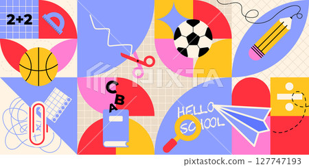 Back to school geometric pattern 127747193