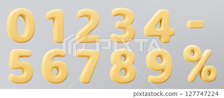 Yellow 3d numbers collection Yellow 3d numbers collection 127747224