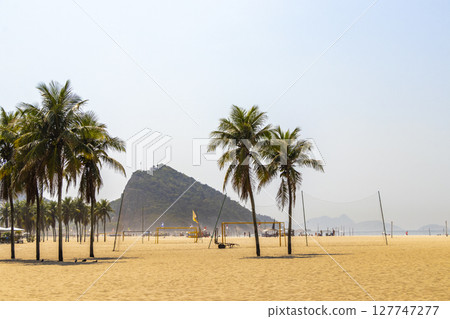 Copacabana Leme Beach Tropical Palm Trees Rio de Janeiro Brazil. Copacabana Leme Beach Tropical Palm Trees Rio de Janeiro Brazil. 127747277
