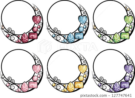 寶石風格鏡框,推薦顏色套裝,新月形狀 寶石風格鏡框,推薦顏色套裝,新月形狀 127747641