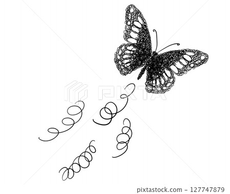monochrome butterfly doodle hand made. Not AI. Vector illustration monochrome butterfly doodle hand made. Not AI. Vector illustration 127747879