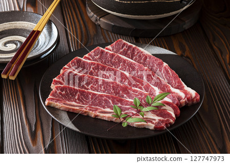 Wagyu beef ribs on the bone 127747973