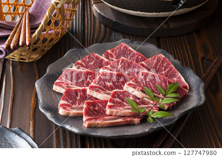 Wagyu beef ribs on the bone 127747980