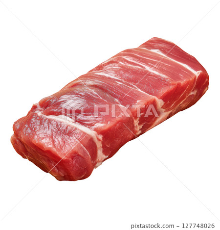 Fresh Pork Tenderloin Cut on White Background Ready for Cooking and Preparation in Culinary Arts 127748026