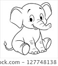 Cute baby elephant coloring page 127748138