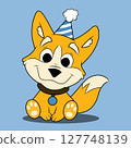 Cute corgi in birthday hat 127748139