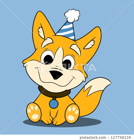 Cute corgi in birthday hat Cute corgi in birthday hat 127748139