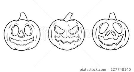Halloween pumpkin outline coloring set Halloween pumpkin outline coloring set 127748140