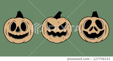 Spooky Jack o lantern pumpkin set Spooky Jack o lantern pumpkin set 127748141