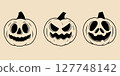 Vintage carved pumpkin set 127748142