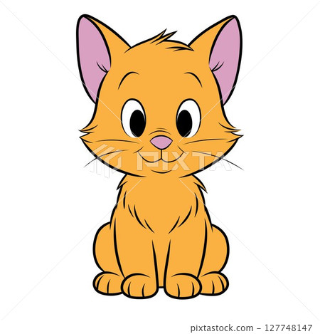 Cute cat sitting pose in front 127748147