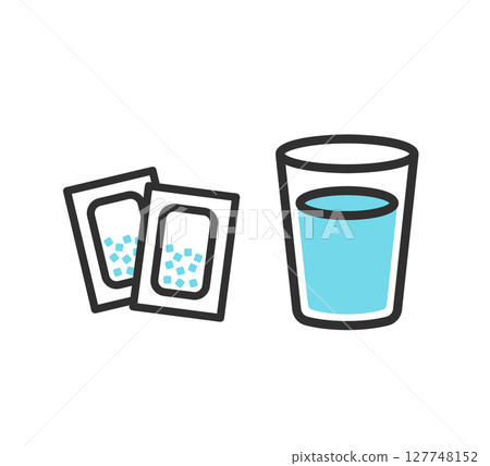 Illustrations of powder medicine, granules, oral medication, and oral medication Illustrations of powder medicine, granules, oral medication, and oral medication 127748152