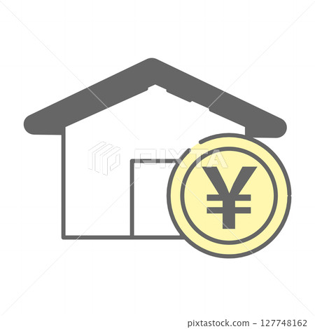 房屋和日圓標記硬幣圖示插圖(住房成本/資產) 房屋和日圓標記硬幣圖示插圖(住房成本/資產) 127748162