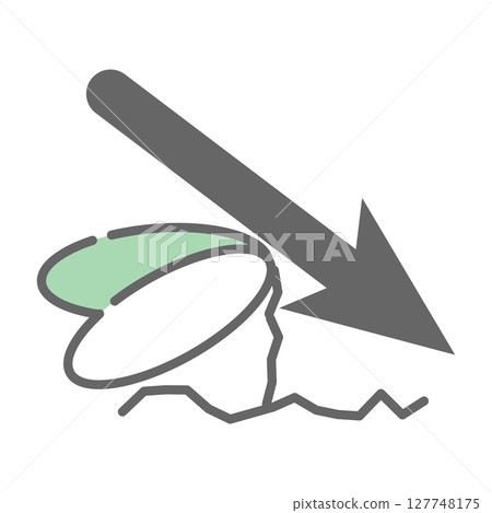Icon of a fallen dead sprout with a down arrow Icon of a fallen dead sprout with a down arrow 127748175