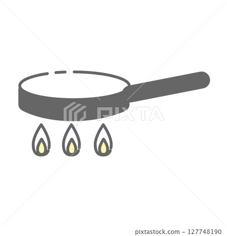 Frying pan icon with three flames 127748190