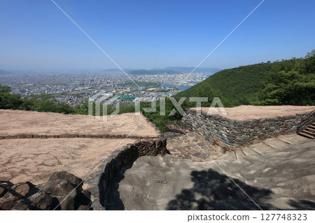 The gate of the ancient Korean-style mountain castle "Yashima Castle" and Takamatsu city 127748323