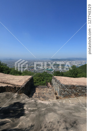 The gate of the ancient Korean-style mountain castle "Yashima Castle" and Takamatsu city The gate of the ancient Korean-style mountain castle "Yashima Castle" and Takamatsu city 127748329