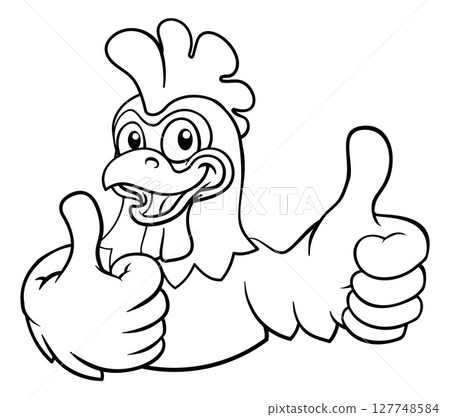 Chicken Cartoon Rooster Cockerel Bird Mascot Chicken Cartoon Rooster Cockerel Bird Mascot 127748584