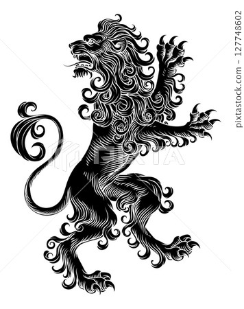 Heraldic Coat of Arms Crest Rearing Heraldry Lion 127748602