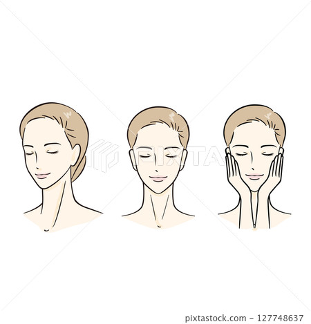 Women doing skin care set Women doing skin care set 127748637