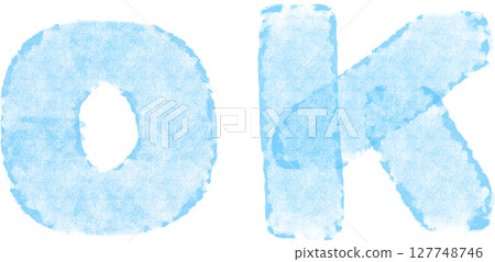 冰藍色OK字母插畫 冰藍色OK字母插畫 127748746