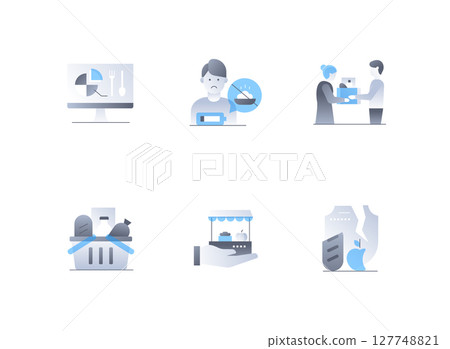 Food industry crisis - flat design style icons set 127748821