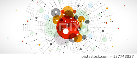 Abstract circuit board technology concept circular background Abstract circuit board technology concept circular background 127748827