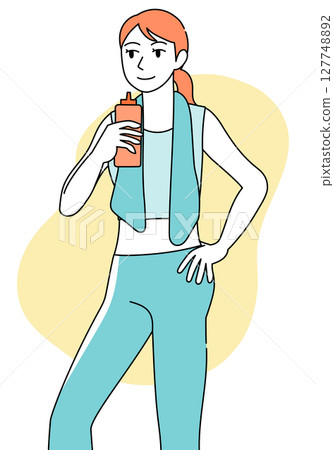 Woman hydrating during training Woman hydrating during training 127748892