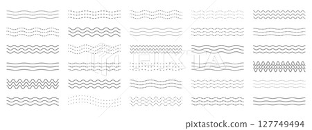 Wavy corrugated lines. Abstract wavy line borders with minimalist design. 127749494