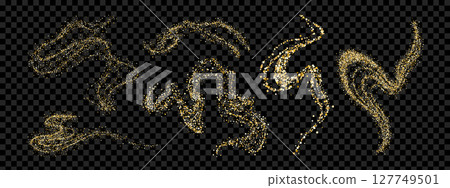 Festive gold glitter shape collection. Glittering curves for elegant invitations and greeting cards. Vector illustration. Festive gold glitter shape collection. Glittering curves for elegant invitations and greeting cards. Vector illustration. 127749501