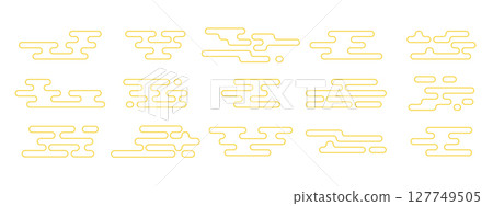 Asian outline cloud ornament collection. Japanese and Chinese style abstract cloud motifs. Vector graphic set. Asian outline cloud ornament collection. Japanese and Chinese style abstract cloud motifs. Vector graphic set. 127749505