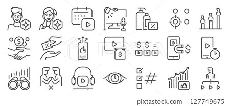 influencer icon set. It included creator, content, social media, marketing, and more icons 127749675