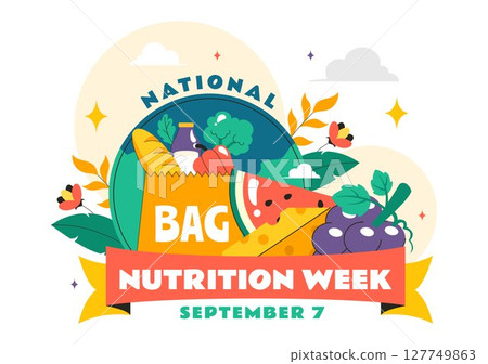 National Nutrition Week Day Illustration on September 7 Featuring Healthy Food and Lifestyle Choices such as Fruits and Vegetables in a Background National Nutrition Week Day Illustration on September 7 Featuring Healthy Food and Lifestyle Choices such as Fruits and Vegetables in a Background 127749863