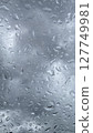 Raindrops on Glass Window with Dark Cloud Sky Background  127749981