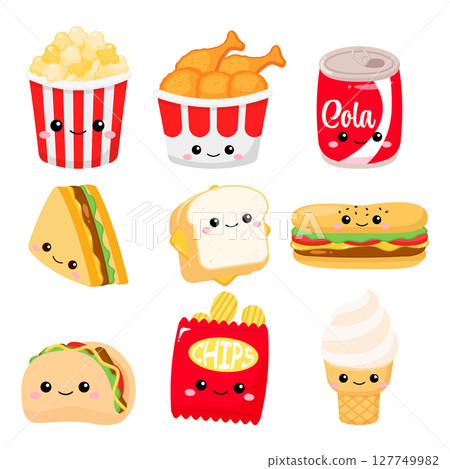 Cute fast food characters collection clip art Cute fast food characters collection clip art 127749982